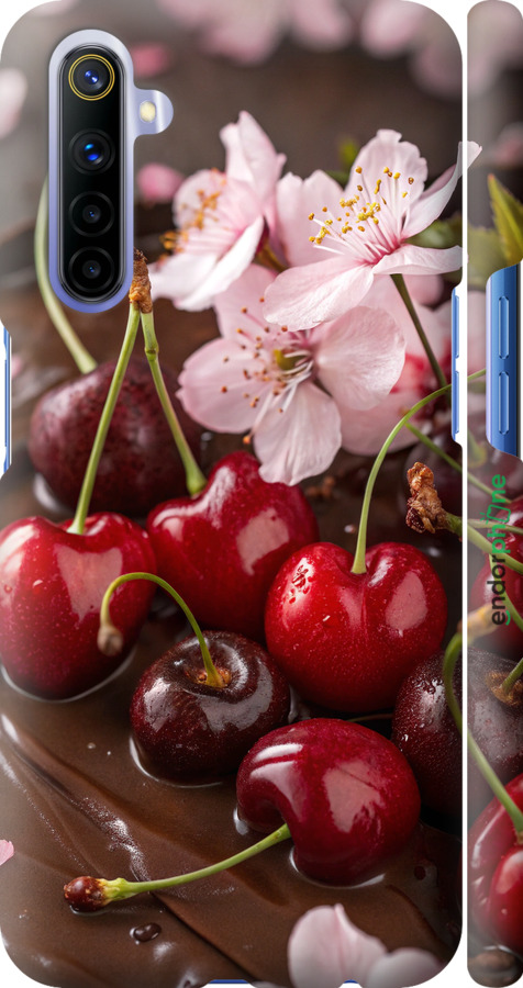 3D пластиковый матовый чехол Вишня в шоколаде для Realme 6 - 6698m-1913 изображение 