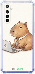 Силіконовий протиударний с посиленими кутами чехол Funny Capybara CEO Working для Realme 6 - 6777sp-1913 изображение 