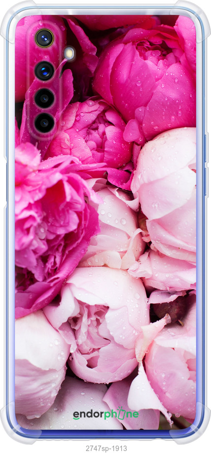 

Custodia in Silicone antiurto con angoli rinforzati Peonie rosa" for Realme 6"