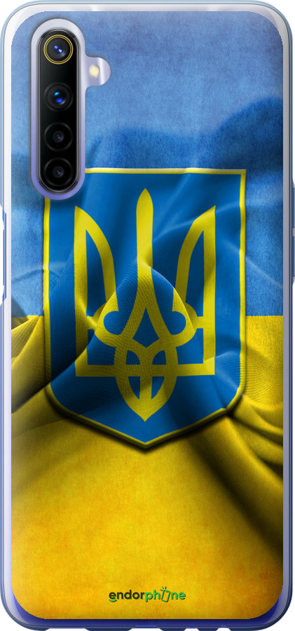

2D пластиковий чохол "Прапор та герб України" для Realme 6, Блакитний