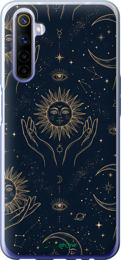 2D пластиковый чехол Celestial Harmony: Sun & Moon Gold Mystic Pattern для Realme 6 - 6778t-1913 изображение 