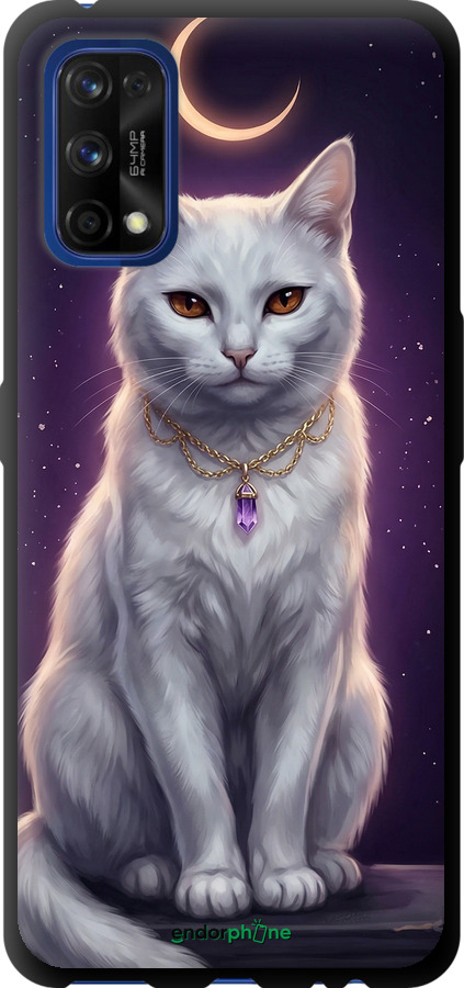 TPU чехол Mystic White Cat Gothic Dark Purple Gold для Realme 7 Pro - 6805b-2082 изображение 