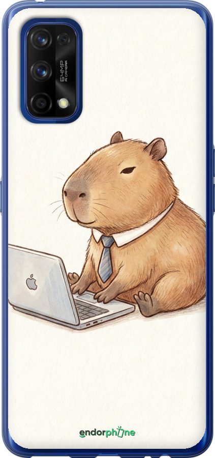Силиконовый чехол Funny Capybara CEO Working для Realme 7 Pro - 6777u-2082 изображение 