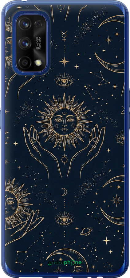 Силиконовый чехол Celestial Harmony: Sun & Moon Gold Mystic Pattern для Realme 7 Pro - 6778u-2082 изображение 