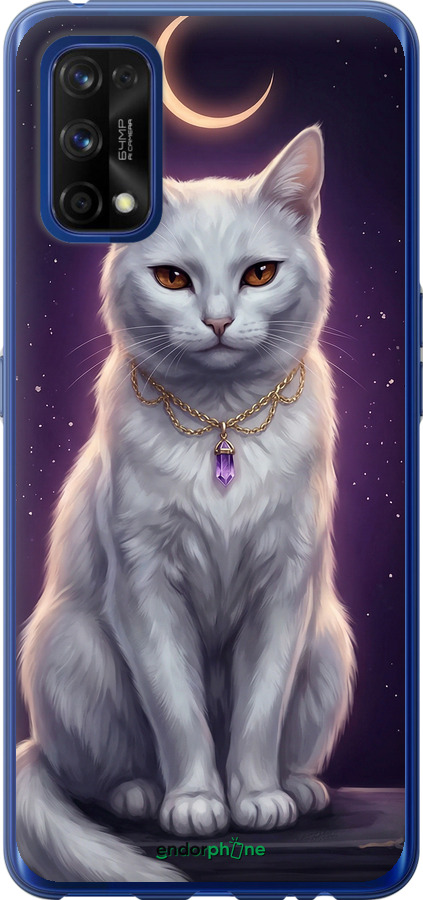 Силіконовий чехол Mystic White Cat Gothic Dark Purple Gold для Realme 7 Pro - 6805u-2082 изображение 