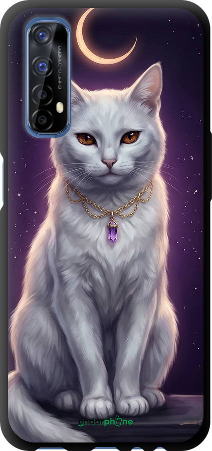 TPU чехол Mystic White Cat Gothic Dark Purple Gold для Realme 7 - 6805b-2081 изображение 