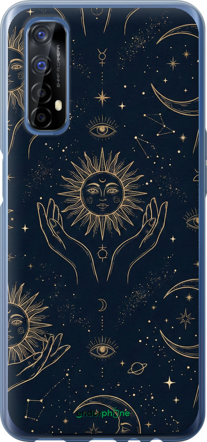 2D пластиковый чехол Celestial Harmony: Sun & Moon Gold Mystic Pattern для Realme 7 - 6778t-2081 изображение 
