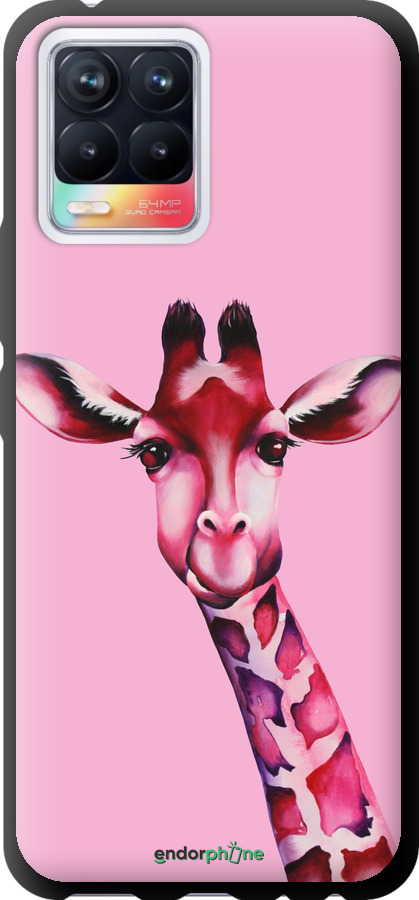 TPU чехол Розовая жирафа для Realme 8 - 4441b-2303 изображение 