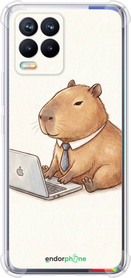 Силикон с усиленными углами чехол Funny Capybara CEO Working для Realme 8 - 6777sp-2303 изображение 