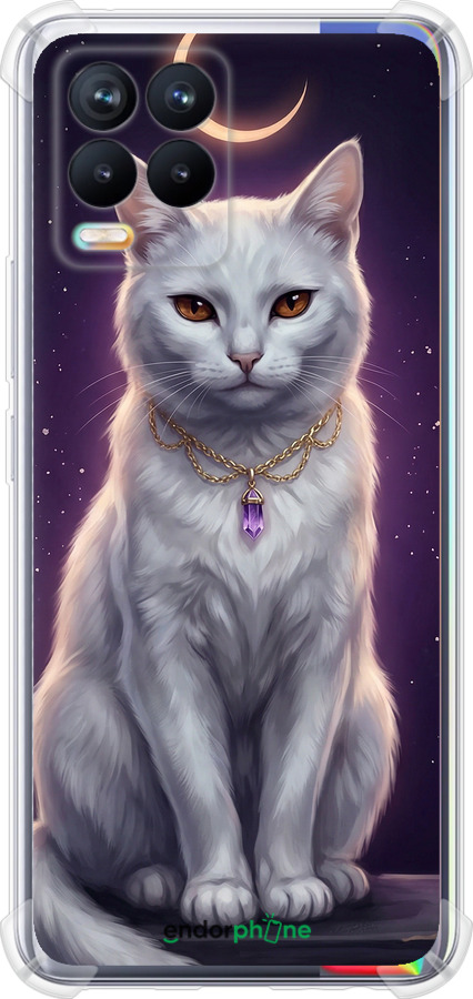 Силіконовий протиударний с посиленими кутами чехол Mystic White Cat Gothic Dark Purple Gold для Realme 8 - 6805sp-2303 изображение 