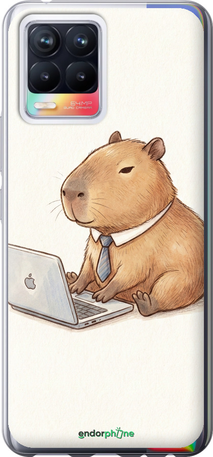 Силиконовый чехол Funny Capybara CEO Working для Realme 8 - 6777u-2303 изображение 