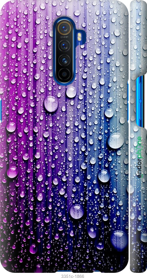 

3D пластиковий матовий чохол "Краплини води" для Realme X2 Pro, Синій
