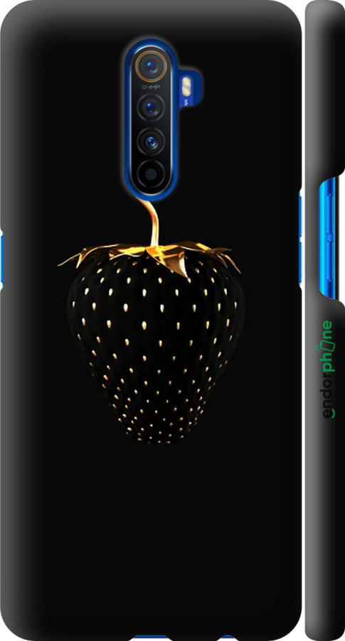 

3D пластиковий матовий чохол "Чорна полуниця" для Realme X2 Pro, Чорний