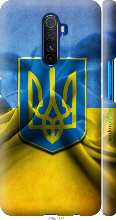 

3D пластиковий матовий чохол "Прапор та герб України" для Realme X2 Pro, Блакитний