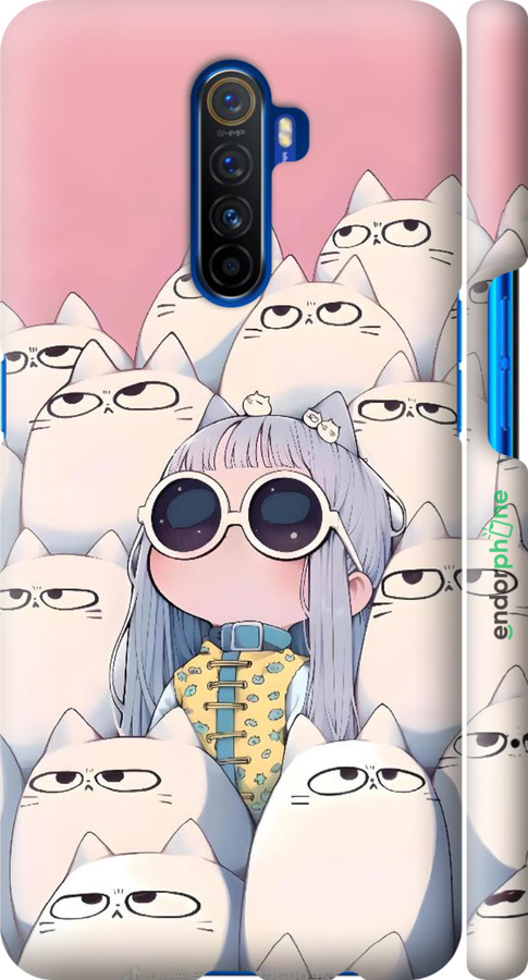 3D пластиковый матовый чехол Малышка с котами для Realme X2 Pro - 6295m-1866 изображение 