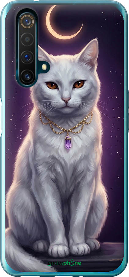 Силиконовый чехол Mystic White Cat Gothic Dark Purple Gold для Realme X50 - 6805u-1894 изображение 