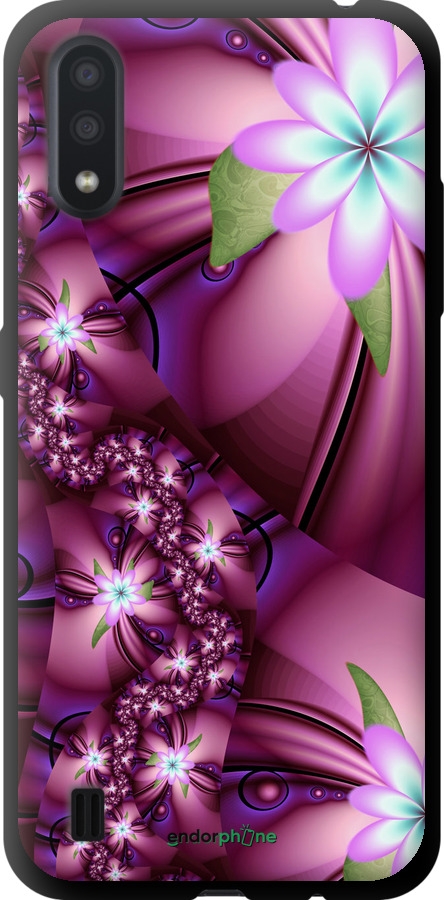 

TPU чорний чохол "Квіткова мозаїка" для Samsung Galaxy A01 A015F, Рожевий