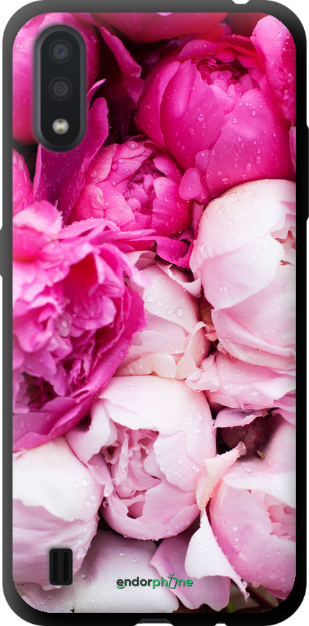 

Custodia in TPU nero Peonie rosa" for Samsung Galaxy A01 A015F"