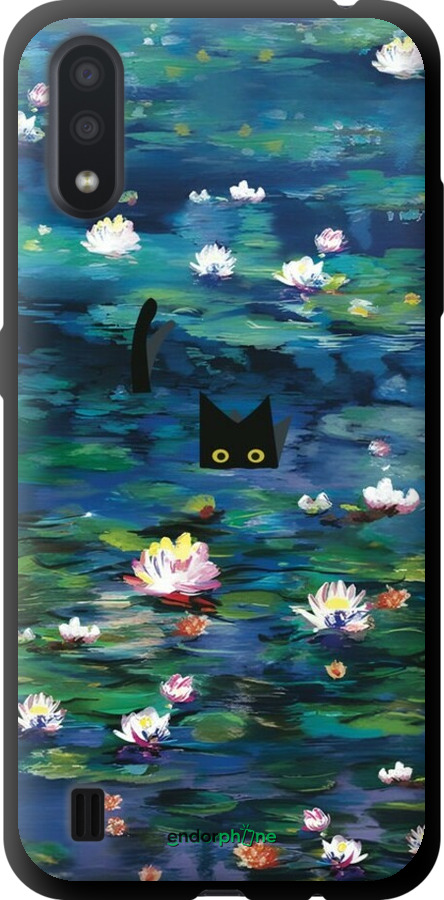 TPU чехол Чехол с изображением водяных лилий Моне и кошек для Samsung Galaxy A01 A015F - 6399b-1842 изображение 