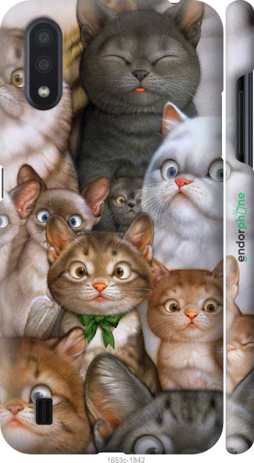

3D пластиковий матовий чохол "Коти" для Samsung Galaxy A01 A015F
