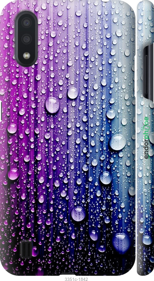 

3D пластиковий матовий чохол "Краплини води" для Samsung Galaxy A01 A015F, Синій