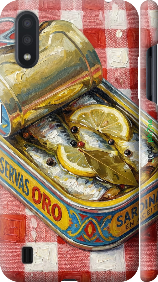 3D пластиковий матовий чехол Vintage Sardine Tin Phone для Samsung Galaxy A01 A015F - 6772m-1842 изображение 