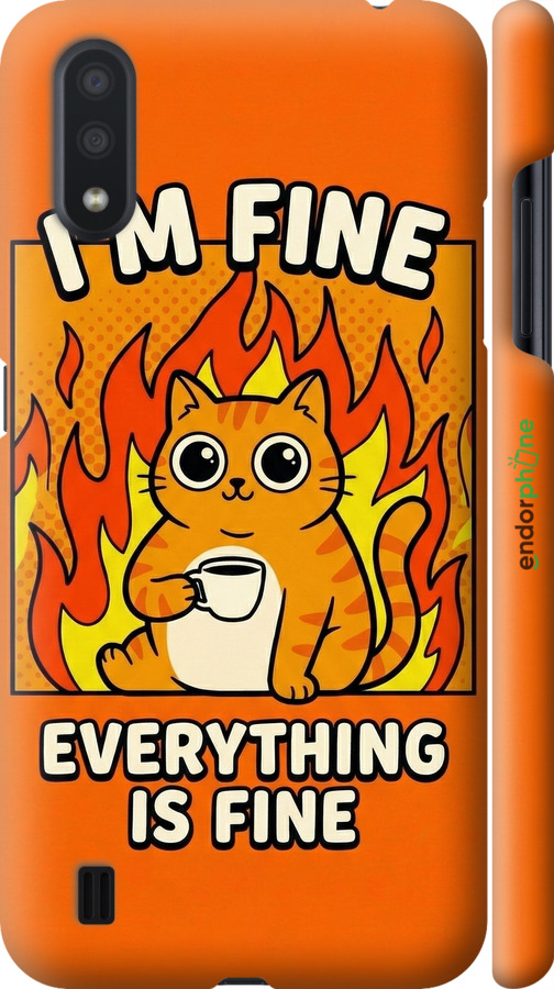 3D пластиковий матовий чехол Funny Cat для Samsung Galaxy A01 A015F - 6786m-1842 изображение 