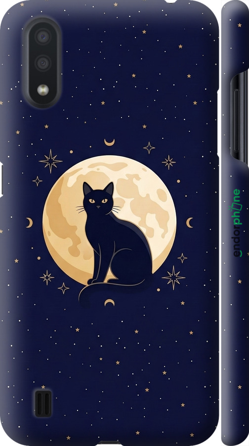 3D пластиковий матовий чехол Cute Cat Celestial/Witchy для Samsung Galaxy A01 A015F - 6787m-1842 изображение 