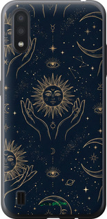 2D пластиковый чехол Celestial Harmony: Sun & Moon Gold Mystic Pattern для Samsung Galaxy A01 A015F - 6778t-1842 изображение 