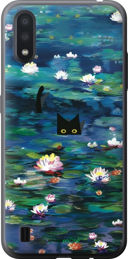 2D пластиковий чехол с изображением водяных лилий и кошек для Samsung Galaxy A01 A015F - 6257t-1842 изображение 