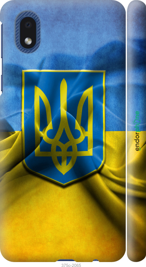 

3D пластиковий матовий чохол "Прапор та герб України" для Samsung Galaxy A01 Core A013F, Блакитний