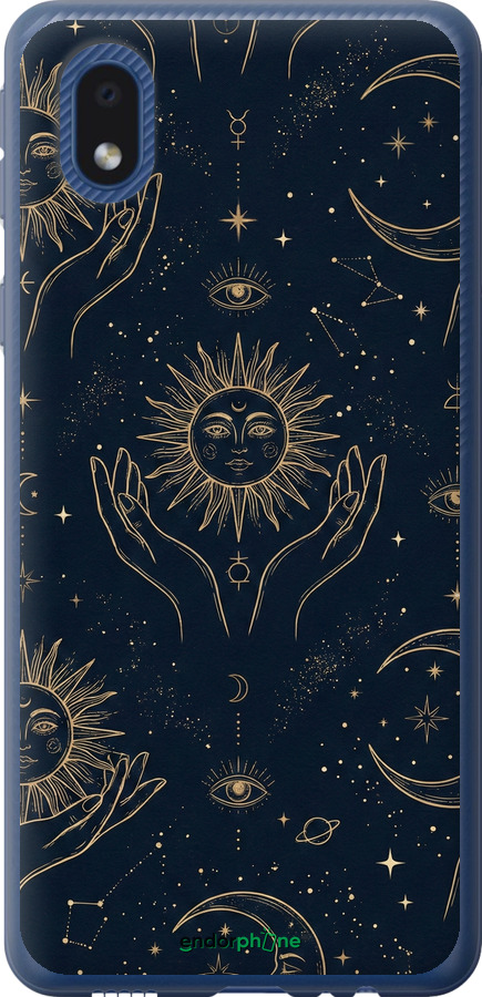 Силіконовий чехол Celestial Harmony: Sun & Moon Gold Mystic Pattern для Samsung Galaxy A01 Core A013F - 6778u-2065 изображение 