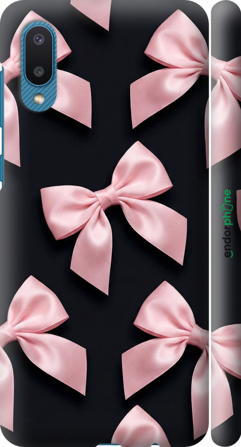 3D пластиковый матовый чехол Coquette Ribbons Dark Coquette для Samsung Galaxy A02 A022G - 6767m-2260 изображение 
