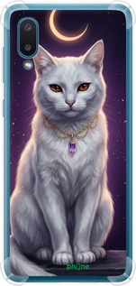 Силикон с усиленными углами чехол Mystic White Cat Gothic Dark Purple Gold для Samsung Galaxy A02 A022G - 6805sp-2260 изображение 