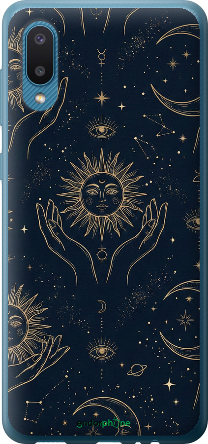 2D пластиковый чехол Celestial Harmony: Sun & Moon Gold Mystic Pattern для Samsung Galaxy A02 A022G - 6778t-2260 изображение 
