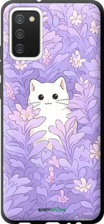 TPU чехол Котик в цветах для Samsung Galaxy A02s A025F - 6390b-2203 изображение 