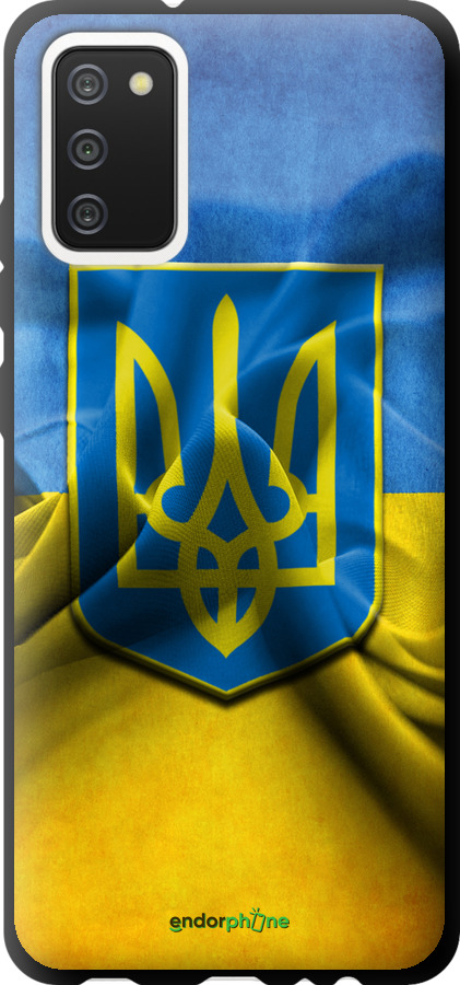 

TPU чорний чохол "Прапор та герб України" для Samsung Galaxy A02s A025F, Блакитний