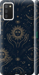 3D пластиковый матовый чехол Celestial Harmony: Sun & Moon Gold Mystic Pattern для Samsung Galaxy A02s A025F - 6778m-2203 изображение 