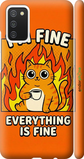 3D пластиковый матовый чехол Funny Cat для Samsung Galaxy A02s A025F - 6786m-2203 изображение 