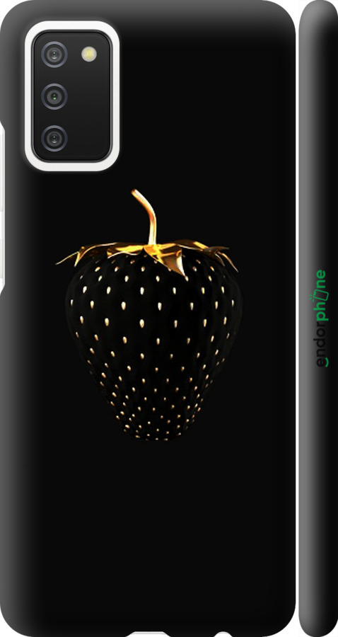 

3D пластиковий матовий чохол "Чорна полуниця" для Samsung Galaxy A02s A025F, Чорний