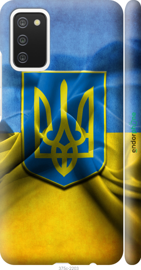 

3D пластиковий матовий чохол "Прапор та герб України" для Samsung Galaxy A02s A025F, Блакитний