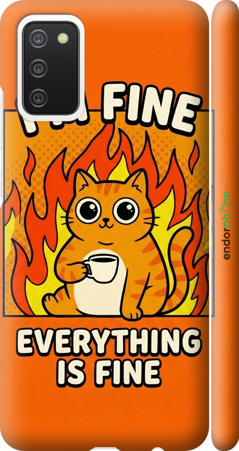 3D пластиковый матовый чехол Funny Cat для Samsung Galaxy A02s A025F - 6786m-2203 изображение 