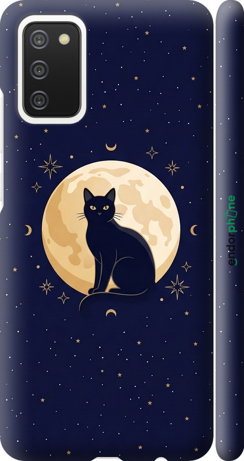 3D пластиковый матовый чехол Cute Cat Celestial/Witchy для Samsung Galaxy A02s A025F - 6787m-2203 изображение 