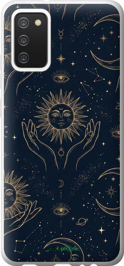 2D пластиковый чехол Celestial Harmony: Sun & Moon Gold Mystic Pattern для Samsung Galaxy A02s A025F - 6778t-2203 изображение 