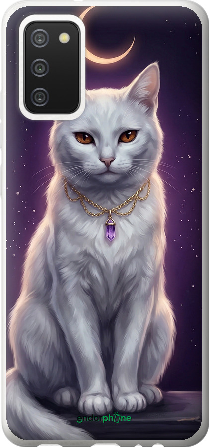2D пластиковий чехол Mystic White Cat Gothic Dark Purple Gold для Samsung Galaxy A02s A025F - 6805t-2203 изображение 