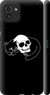 3D пластиковый матовый чехол С изображением кота и черепа для Samsung Galaxy A03 A035F - 6491m-2499 изображение 