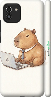 3D пластиковый матовый чехол 'Funny Capybara CEO Working' для Samsung Galaxy A03 A035F изображение 1