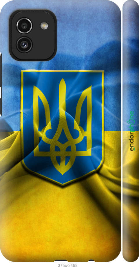 

3D пластиковий матовий чохол "Прапор та герб України" для Samsung Galaxy A03 A035F, Блакитний