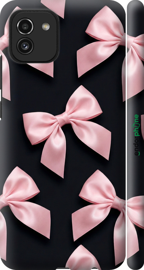 3D пластиковый матовый чехол Coquette Ribbons Dark Coquette для Samsung Galaxy A03 A035F - 6767m-2499 изображение 