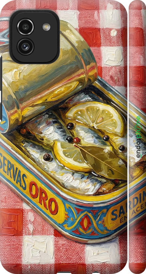 3D пластиковый матовый чехол Vintage Sardine Tin Phone для Samsung Galaxy A03 A035F - 6772m-2499 изображение 
